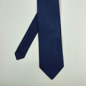 Hisdern Navy Blue Necktie Geometric Micro Dot Grid Pattern Mens One Size